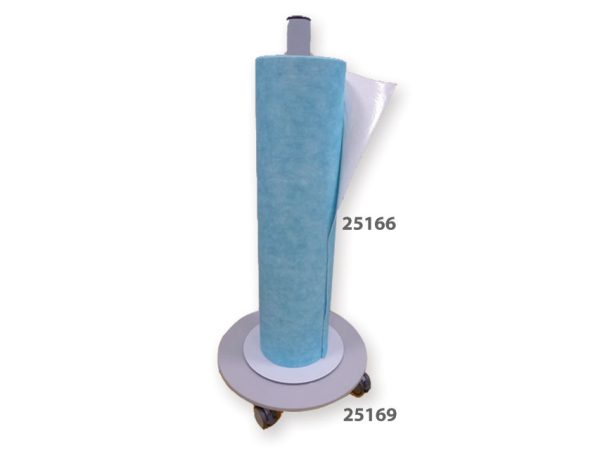 CARRELLO PER ROTOLI ASSORBENTI CON ROTOLO INSERITO ALL'INTERNO CARRELLO PER ROTOLI ASSORBENTI